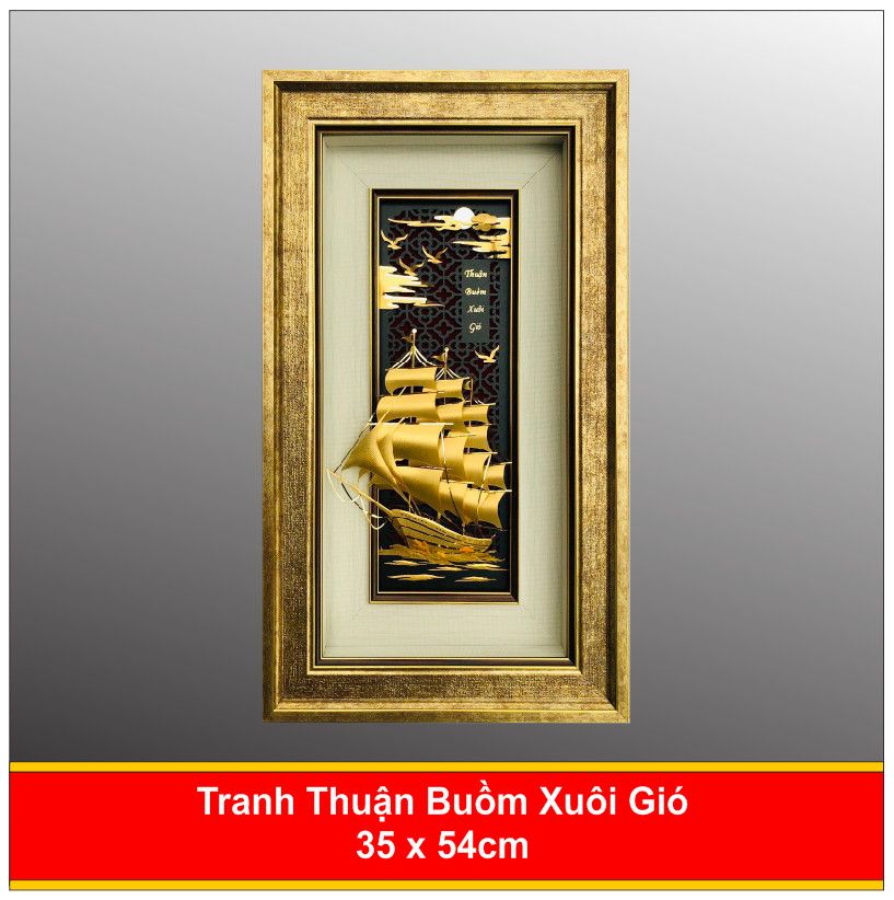  Tranh Thuận Buồm Xuôi Gió Mạ Vàng - 6080 Nền Xanh 