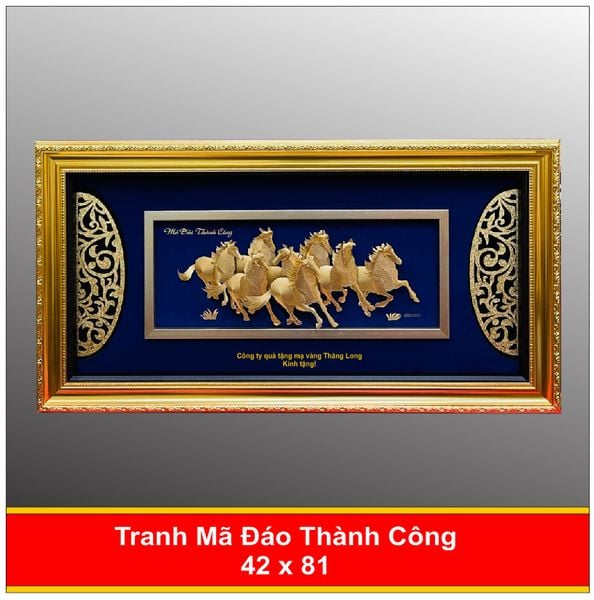  Tranh Mã Đáo Thành Công Phủ Vàng 24K - 4281 Xanh 