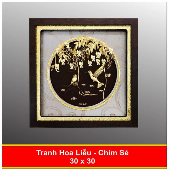  Tranh Cành Liễu Chim Sẻ  Mạ Vàng 24K 