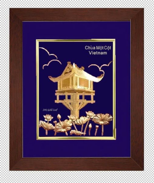  Tranh Chùa Một Cột Mạ Vàng 24K 