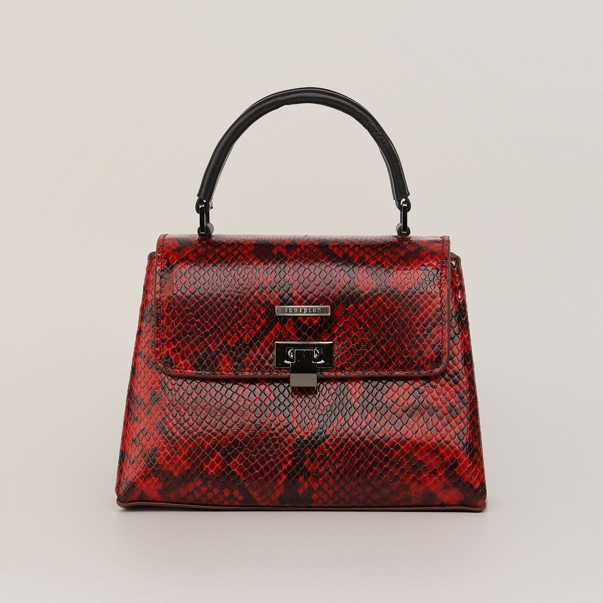  Túi Xách Nữ Da Vân Rắn Đỏ Đen 26Đ.33 