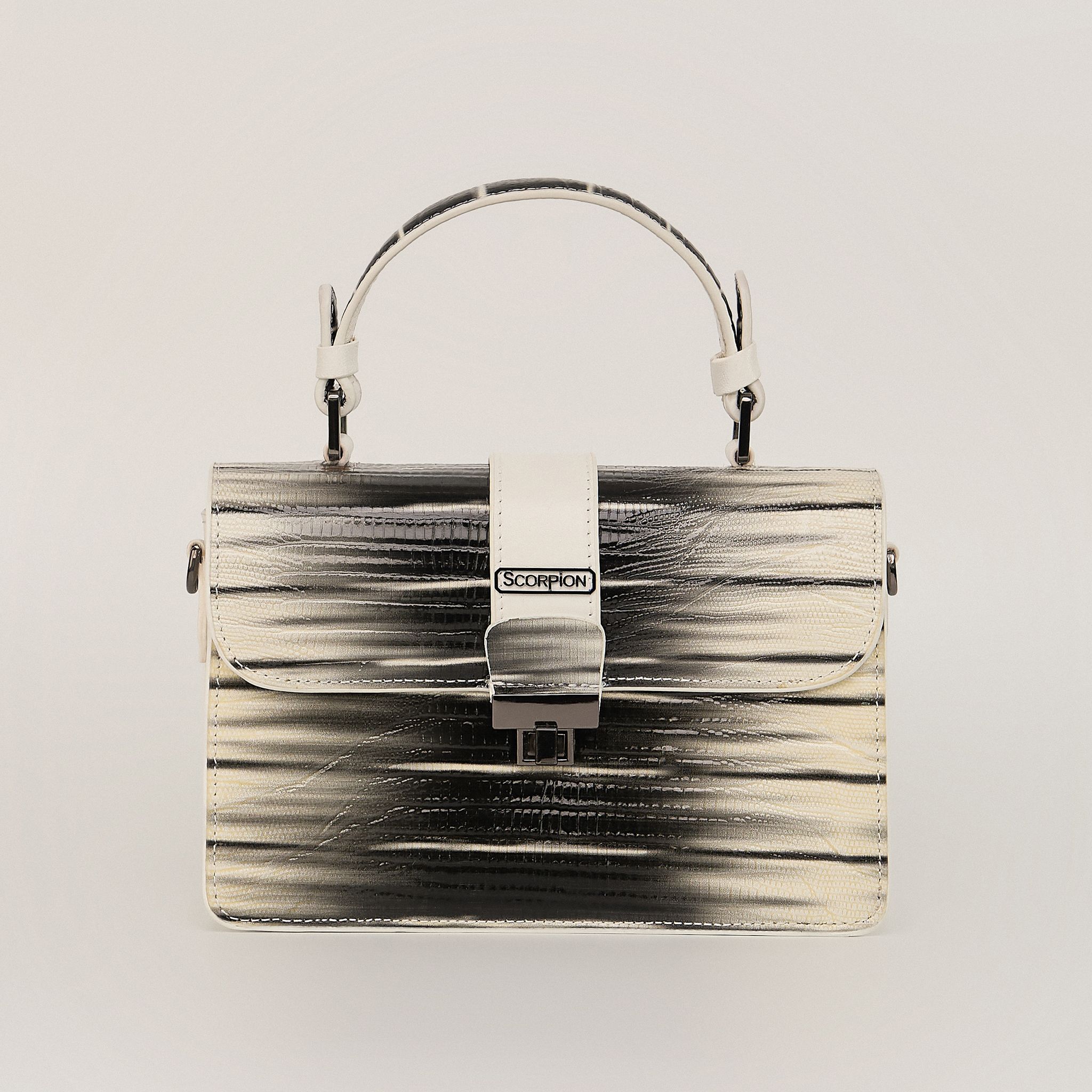  Túi Xách Nữ Da Vân Trắng Đen 26T.7 