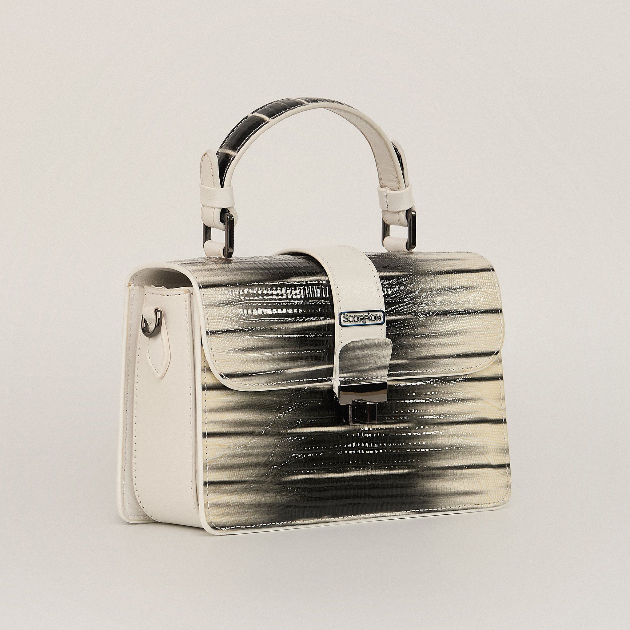  Túi Xách Nữ Da Vân Trắng Đen 26T.7 