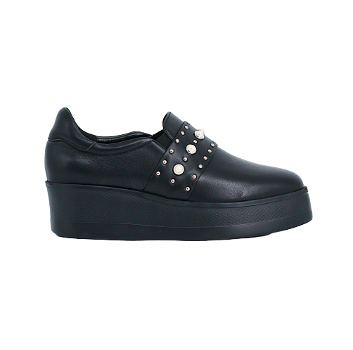  Giày Da Nữ Đính Hạt Cườm Đen 593.2 