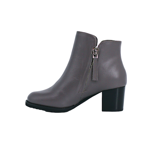  Giày Boot Da Nữ Khóa Zip Ghi 593.3 