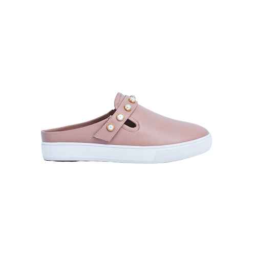  Giày Da Nữ Slip On Đính Hạt Cườm Hồng 593.11 