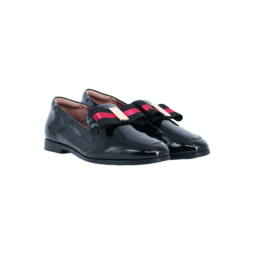  Giày Moccasin Nữ Đính Nơ Đen Bóng 693.41 