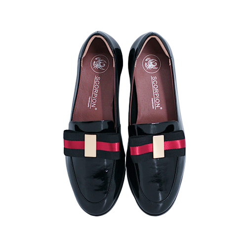  Giày Moccasin Nữ Đính Nơ Đen Bóng 693.41 