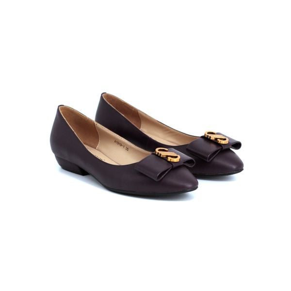  Giày Da Nữ Búp Bê Đính Nơ Tím 683.19 