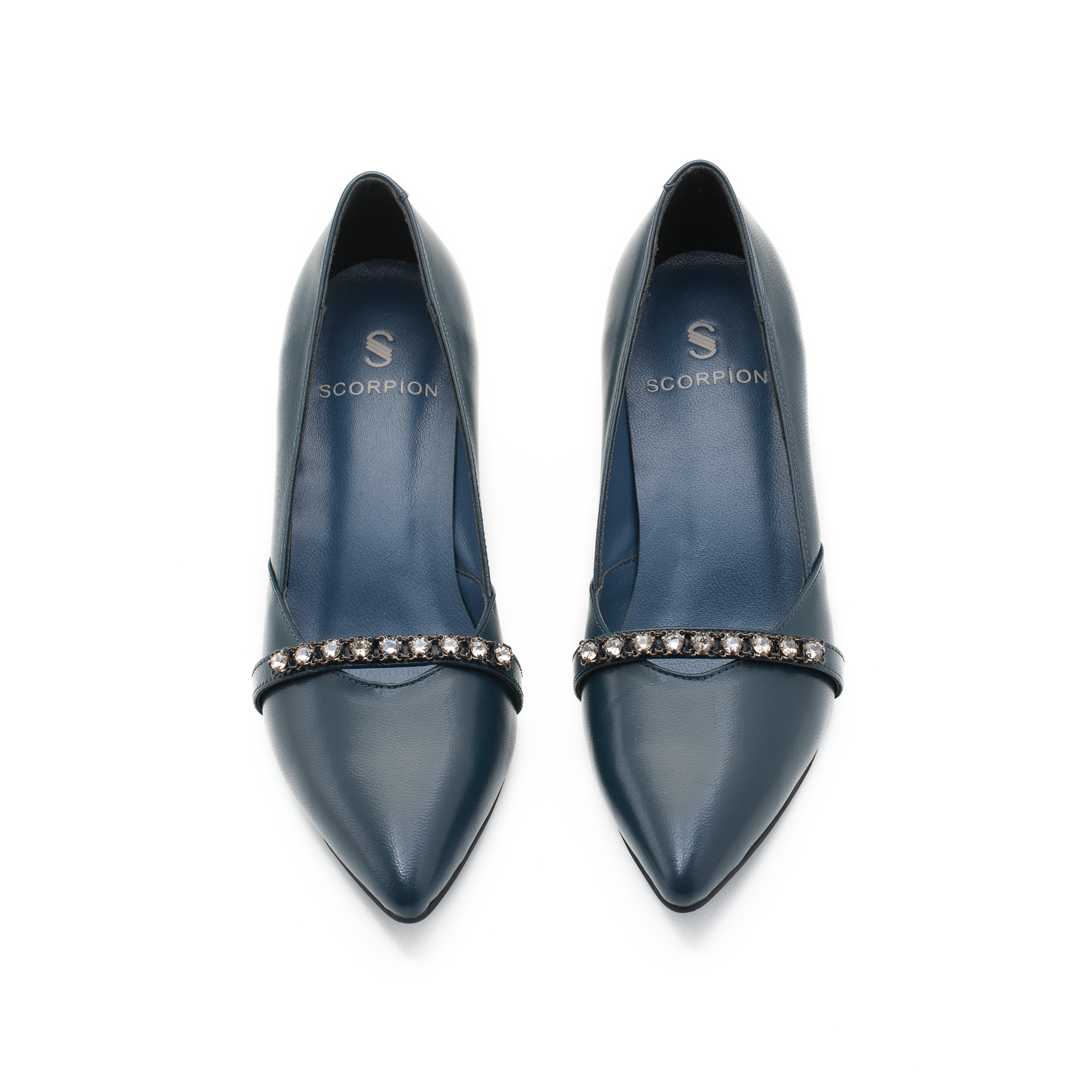  Giày Cao Gót Da Xanh 993.4 