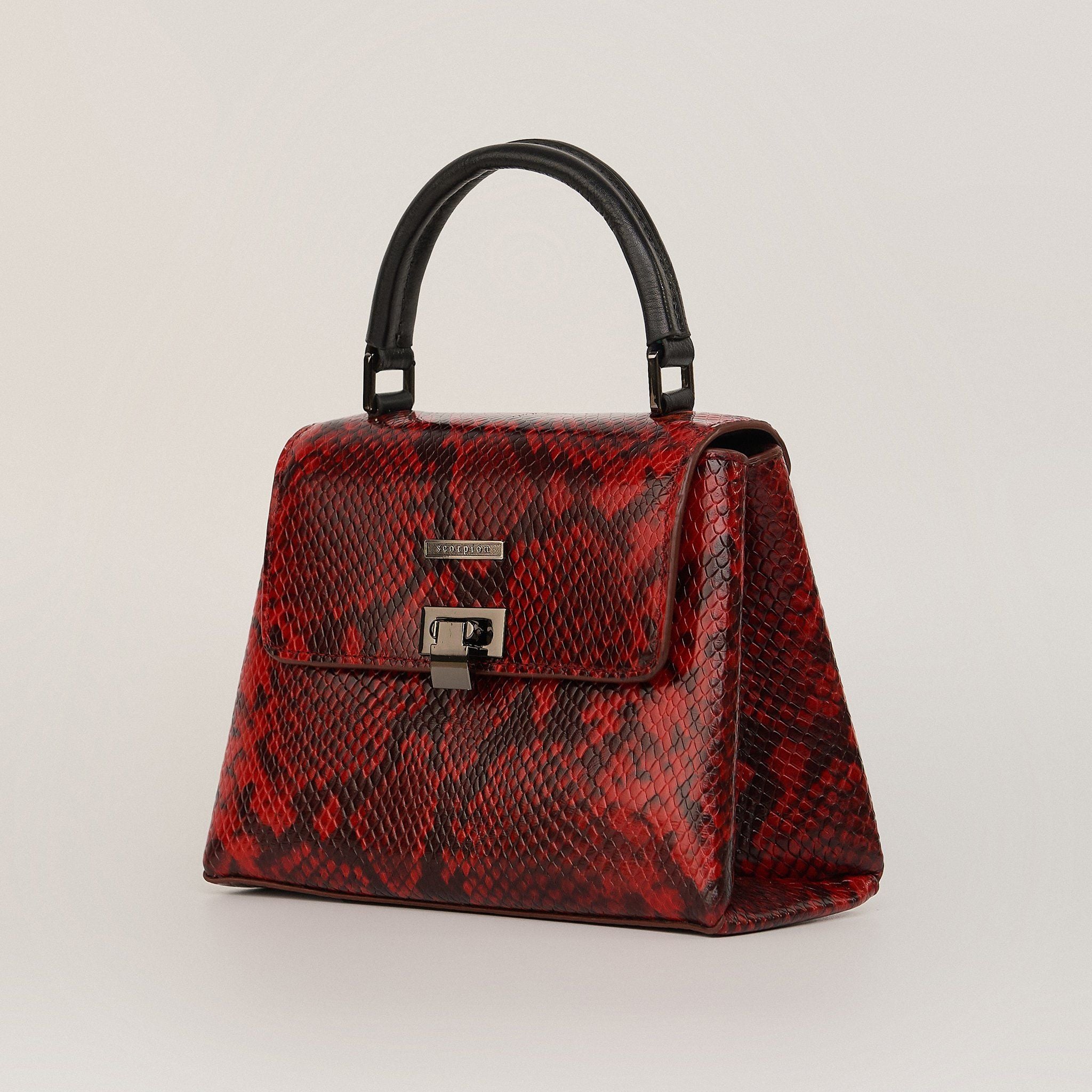  Túi Xách Nữ Da Vân Rắn Đỏ Đen 26Đ.33 