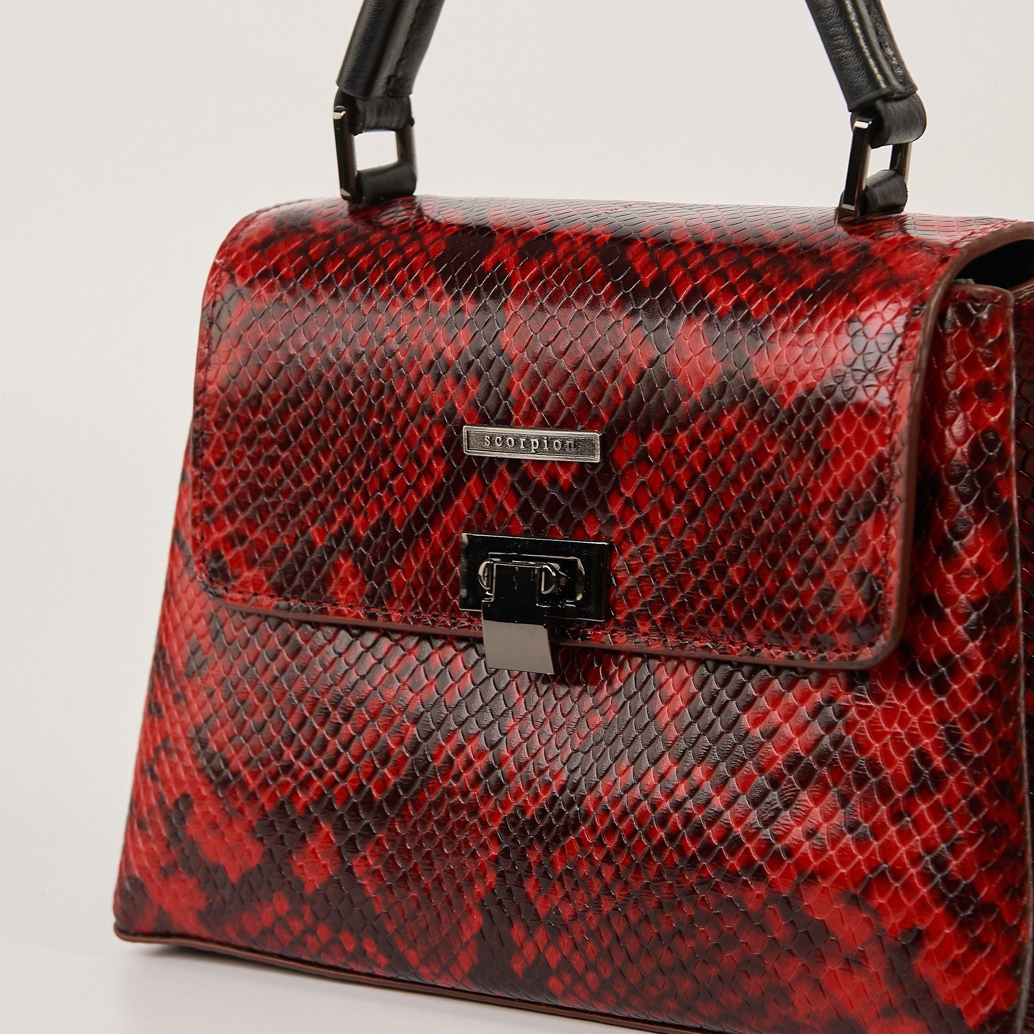  Túi Xách Nữ Da Vân Rắn Đỏ Đen 26Đ.33 