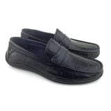  Giày Moccasin Nam Da Vân Đen 28G.12 