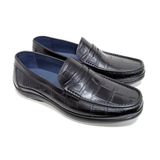  Giày Moccasin Nam Da Vân Đen 28G.23 