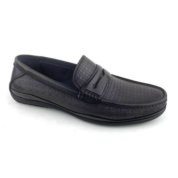  Giày Moccasin Nam Da Vân Đen 28G.8 