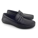  Giày Moccasin Nam Da Vân Đen 28G.8 