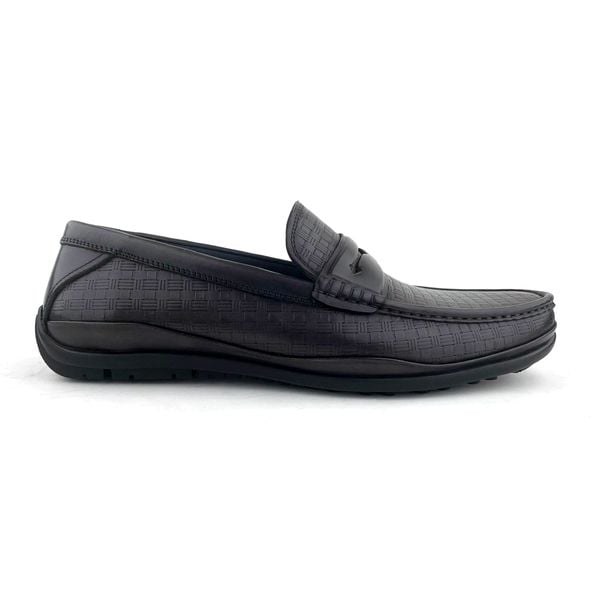  Giày Moccasin Nam Da Vân Đen 28G.8 