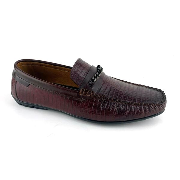 Giày Moccasin Nam Da Đỏ Mận 28LM.2 