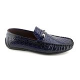  Giày Moccasin Nam Da Vân Xanh Đen 28LX.12 