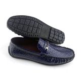  Giày Moccasin Nam Da Vân Xanh Đen 28LX.12 