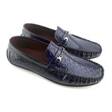  Giày Moccasin Nam Da Vân Xanh Đen 28LX.12 