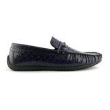  Giày Moccasin Nam Da Vân Xanh Đen 28LX.12 