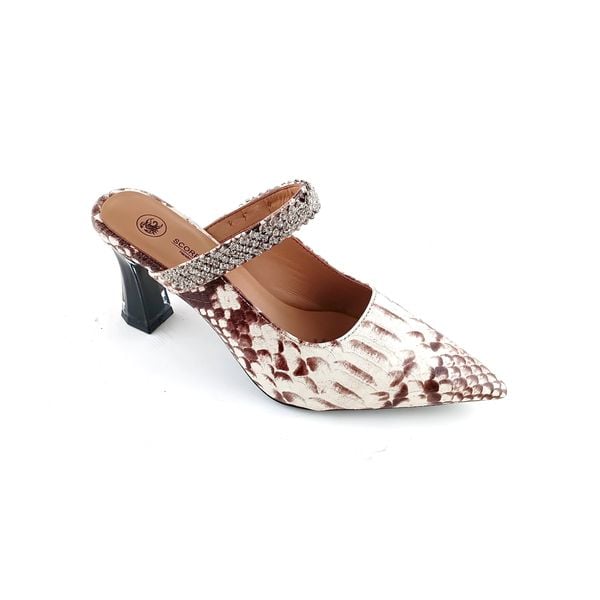  Giày Cao Gót Da Vân Rắn Kem 29.17 