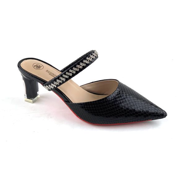  Giày Cao Gót Da Vân Rắn Đen 29.4 