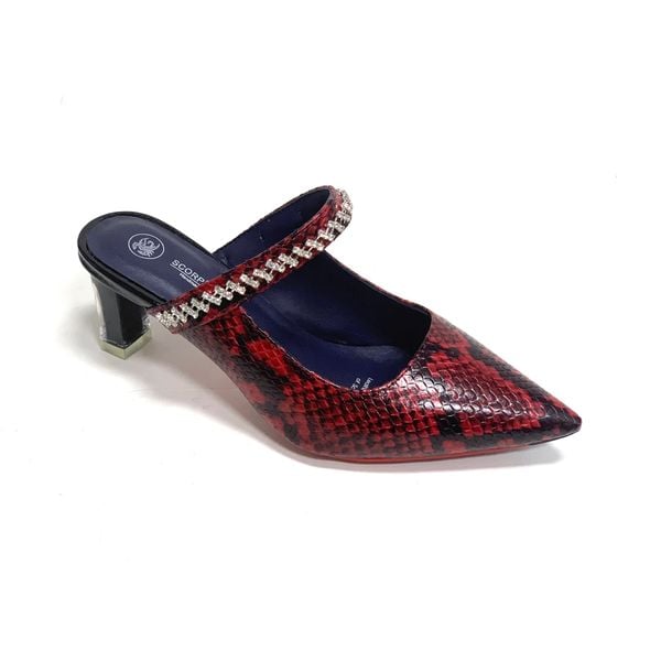  Giày Cao Gót Da Vân Rắn Đỏ 29.6 