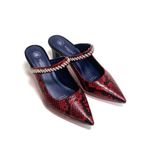  Giày Cao Gót Da Vân Rắn Đỏ 29.6 