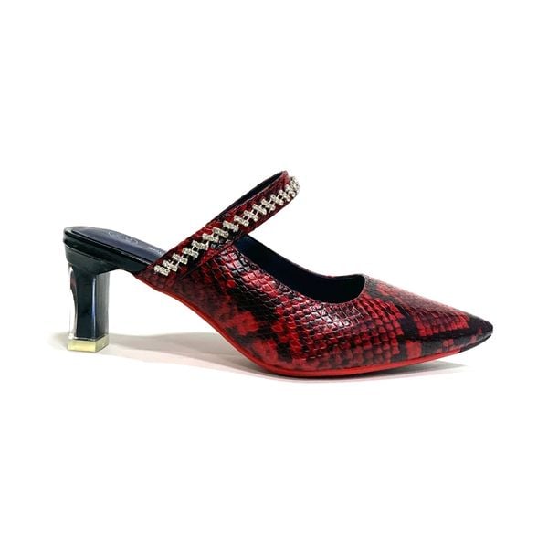  Giày Cao Gót Da Vân Rắn Đỏ 29.6 