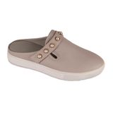  Giày Da Nữ Mule Đính Hạt Cườm Kem 593.6 