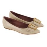  Giày Da Nữ Slip On Khóa Vuông Kem 693.35 