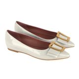  Giày Da Nữ Slip On Khóa Vuông Trắng 693.39 