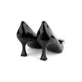  Giày Cao Gót Da Khóa Vuông Vàng Đen 82Đ.13 