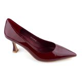  Giày Cao Gót Da Đỏ Mận Bóng 82M.16 