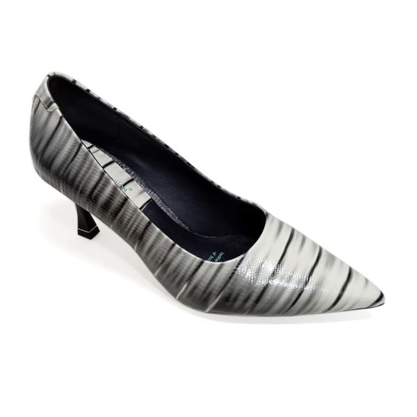  Giày Cao Gót Da Vân Nhám Trắng Đen 83.33 