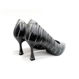  Giày Cao Gót Da Vân Nhám Trắng Đen 83.33 