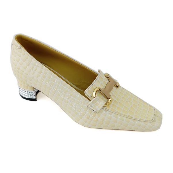  Giày Cao Gót Da Vân Cá Sấu Vàng 83.62 