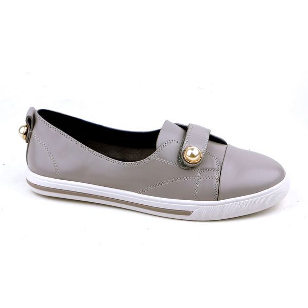  Giày Da Nữ Slip On Ghi 93.3 