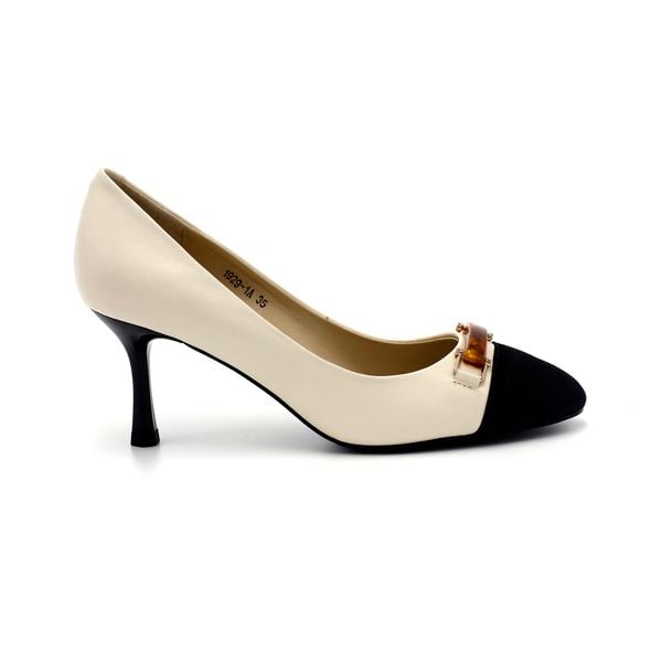  Giày Cao Gót Da Kem 881.12 