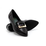  Giày Moccasin Nữ Khóa Vuông Đen 992.4 