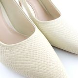  Giày Cao Gót Da Vân Trắng Kem 83.48 