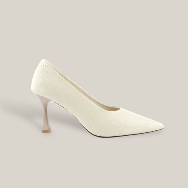  Set Túi Và Giày Cao Gót Vân Kỳ Đà Trắng 