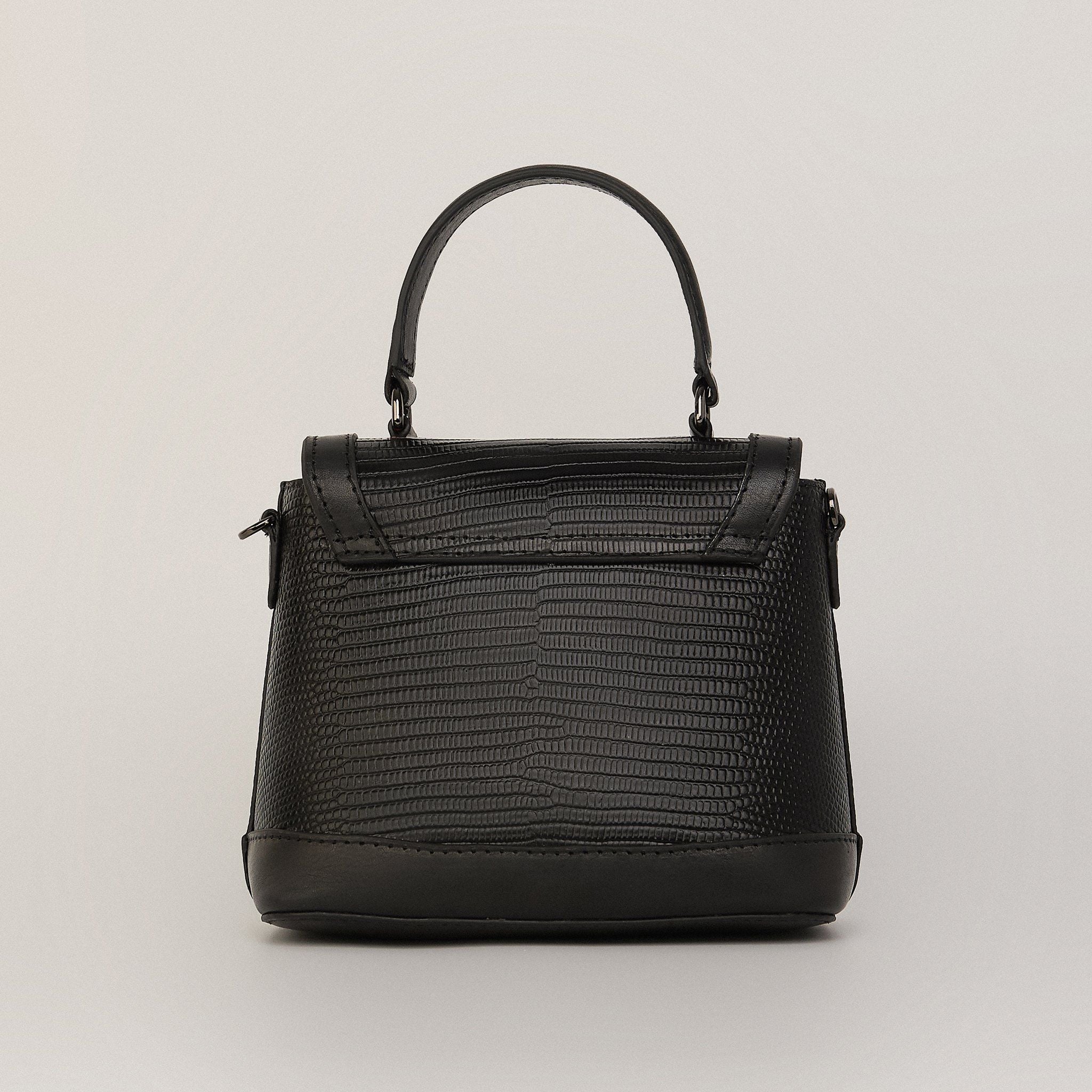  Túi Xách Nữ Da Vân Logo Scorpion Đen 26Đ.11 