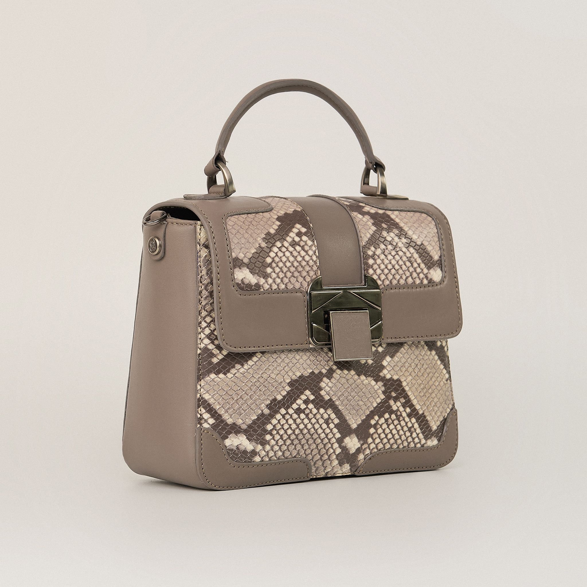  Túi Xách Da Nữ Vân Rắn Ghi 26GV.205 