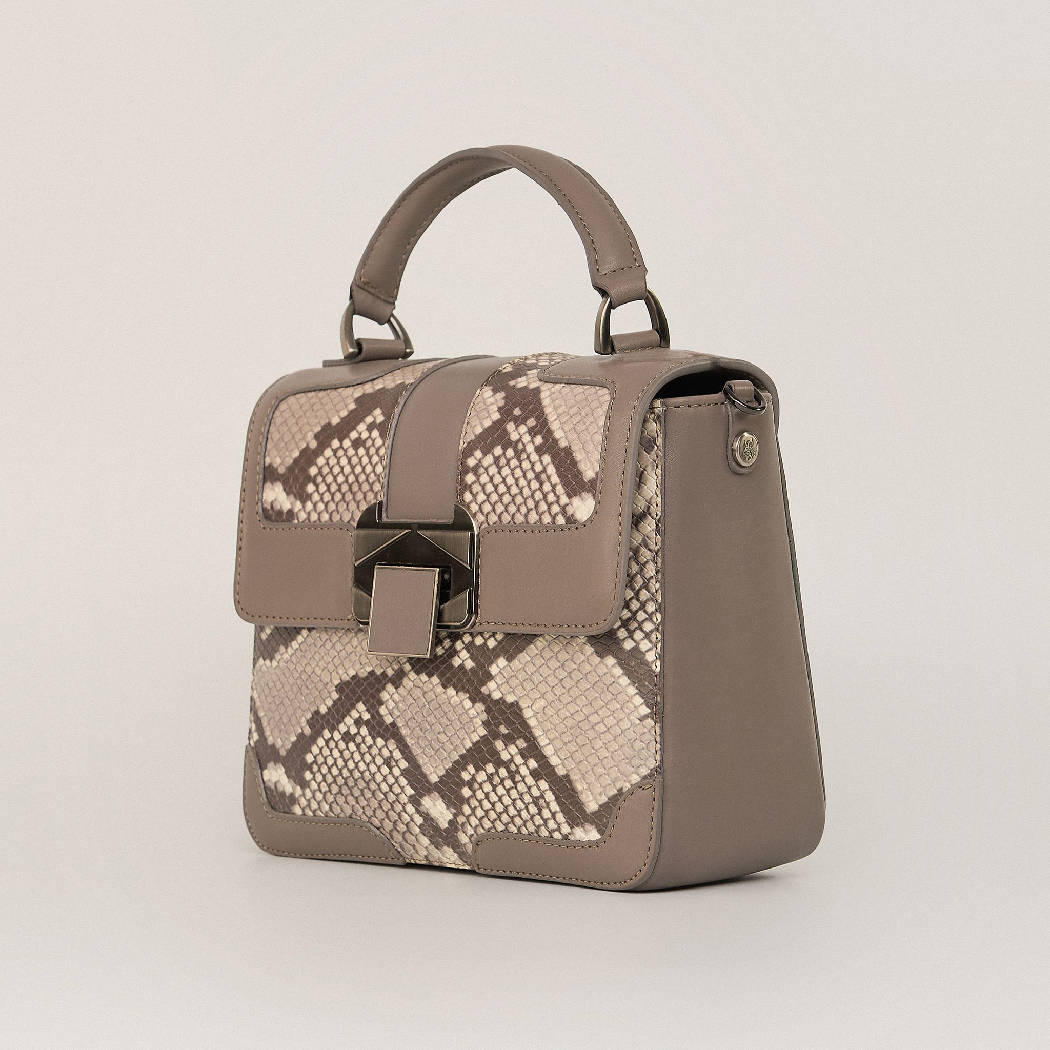  Túi Xách Da Nữ Vân Rắn Ghi 26GV.205 