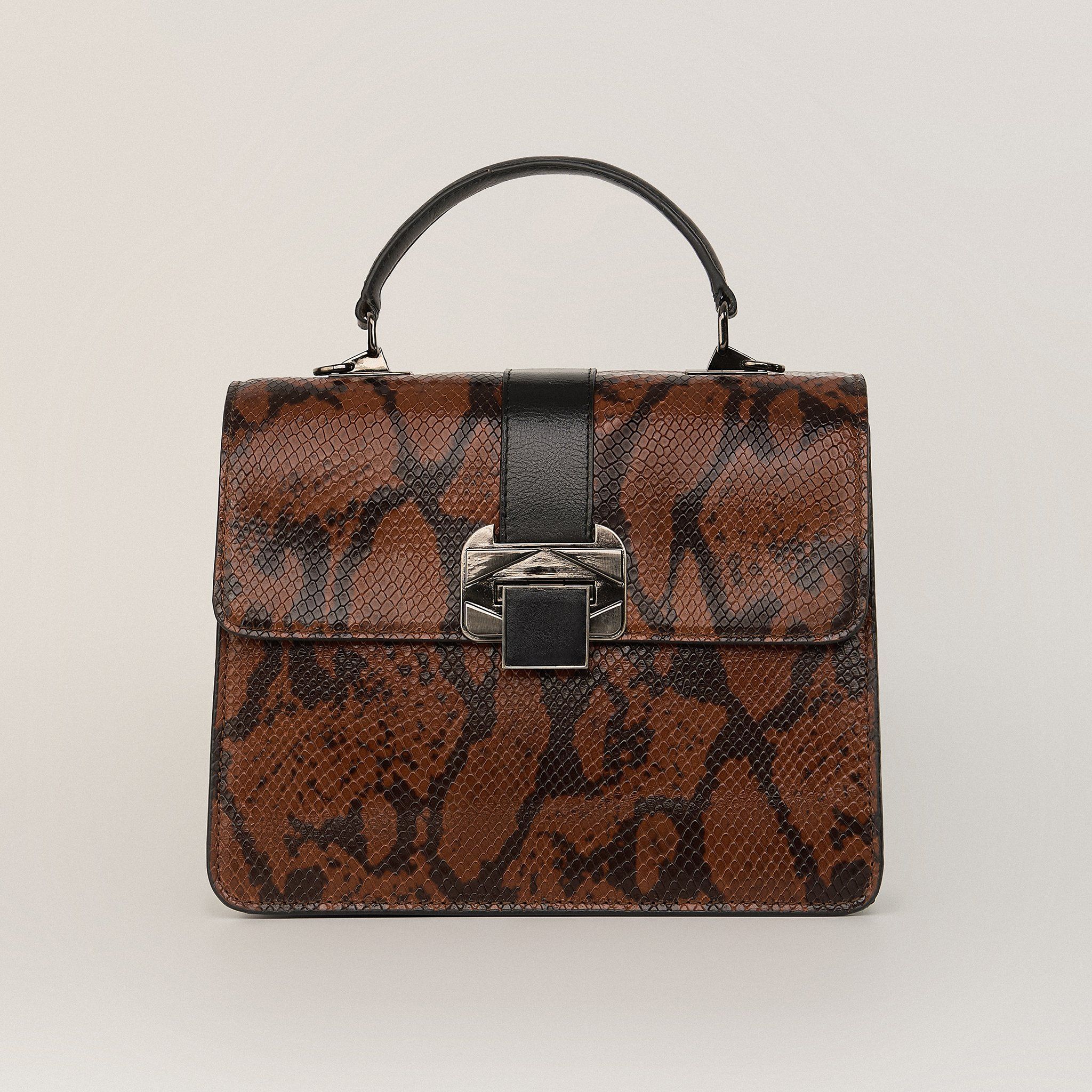  Túi Xách Nữ Da Vân Trăn Nâu 26NV.139 