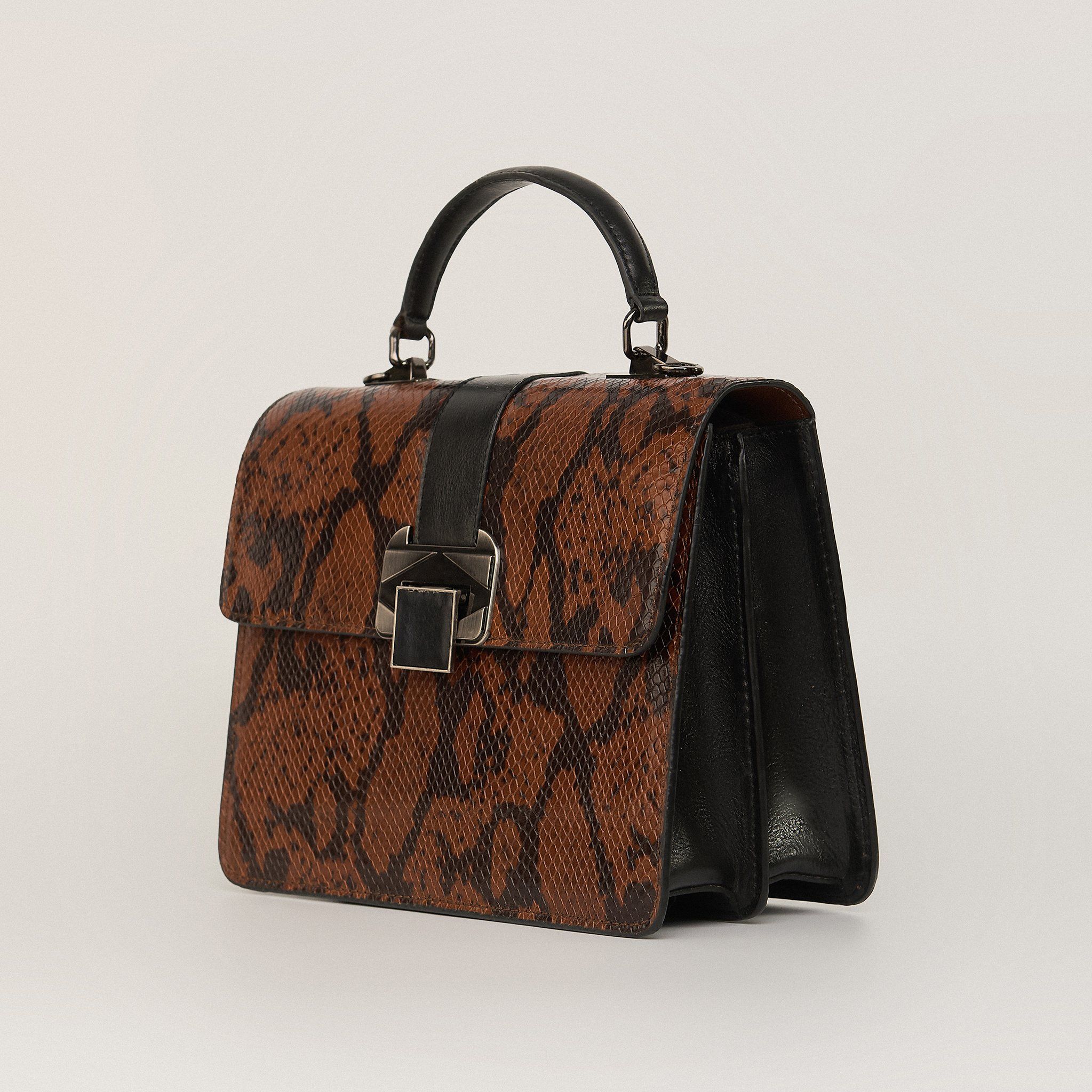  Túi Xách Nữ Da Vân Trăn Nâu 26NV.139 