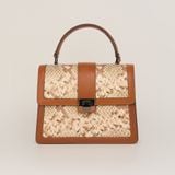  Túi Xách Nữ Da Vân Nâu Vàng 26N.213 